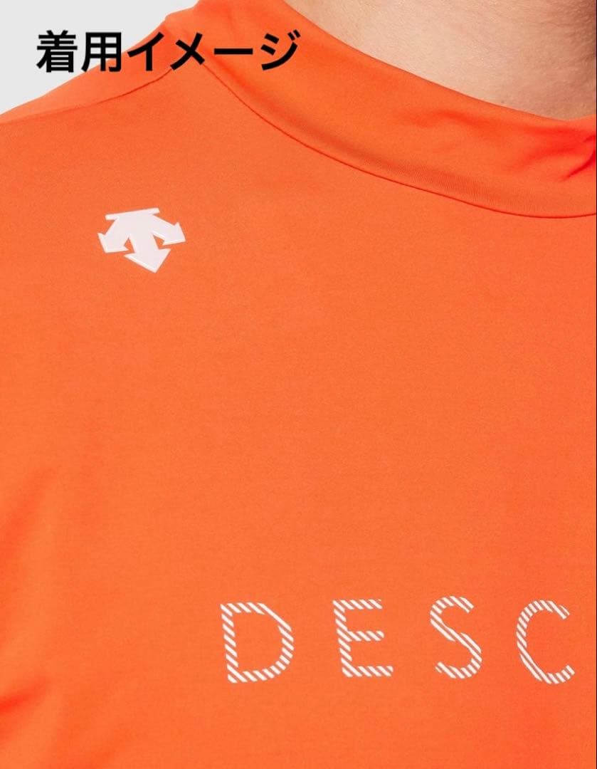 デサント　ゴルフ　モックネック　オレンジ　白ロゴ　蛍光色　春夏　メンズＭ　極美品