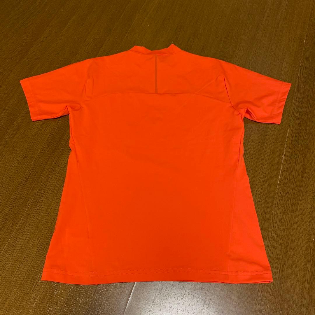 デサント　ゴルフ　モックネック　オレンジ　白ロゴ　蛍光色　春夏　メンズＭ　極美品