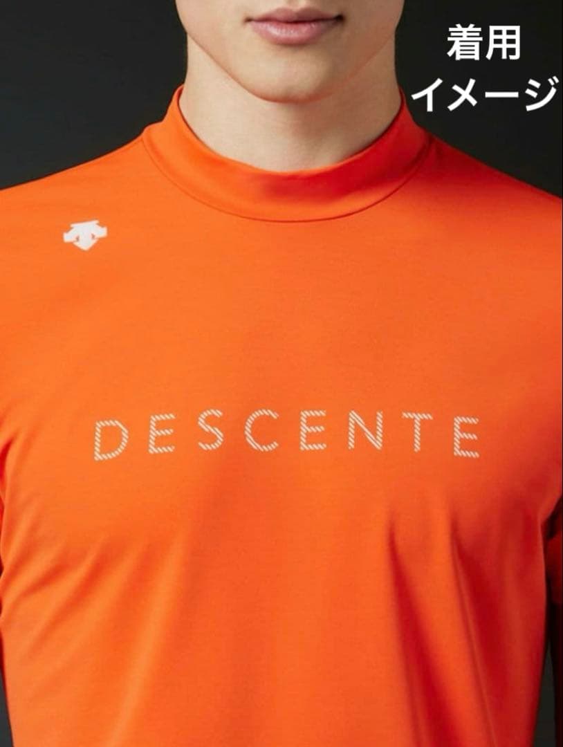 デサント　ゴルフ　モックネック　オレンジ　白ロゴ　蛍光色　春夏　メンズＭ　極美品