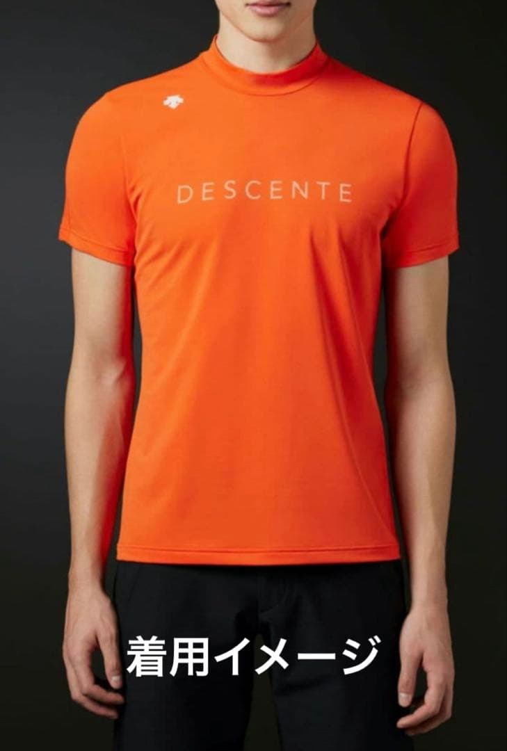デサント　ゴルフ　モックネック　オレンジ　白ロゴ　蛍光色　春夏　メンズＭ　極美品