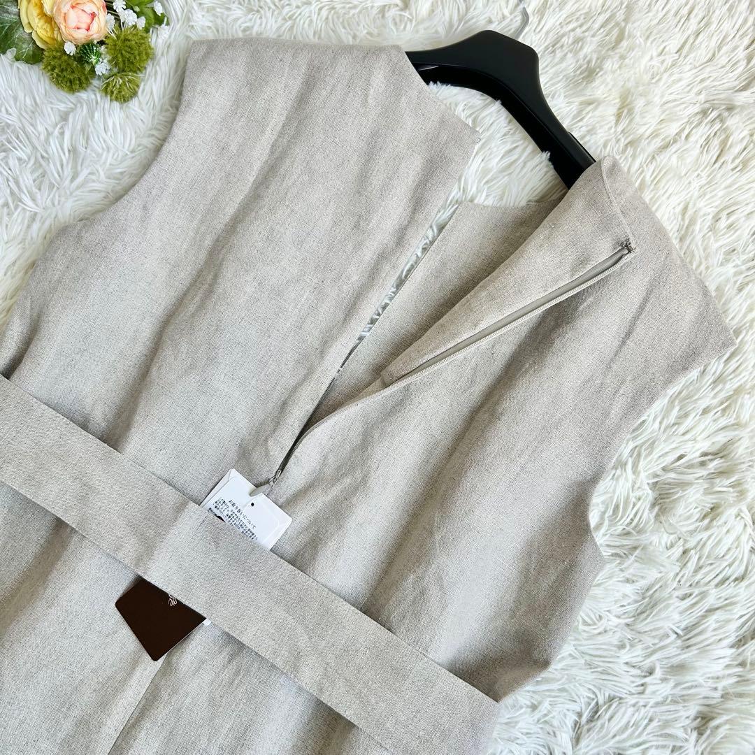 新品・タグ付き・24SS♡プラージュ リネンフレアワンピース ベージュ リボン