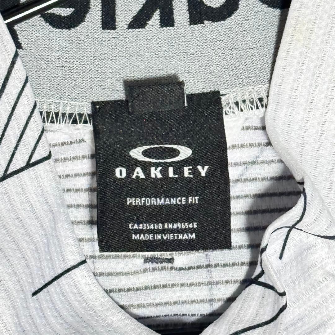 Oakley オークリー　モックネックシャツ　ホワイト　幾何学総柄ポリXL長袖