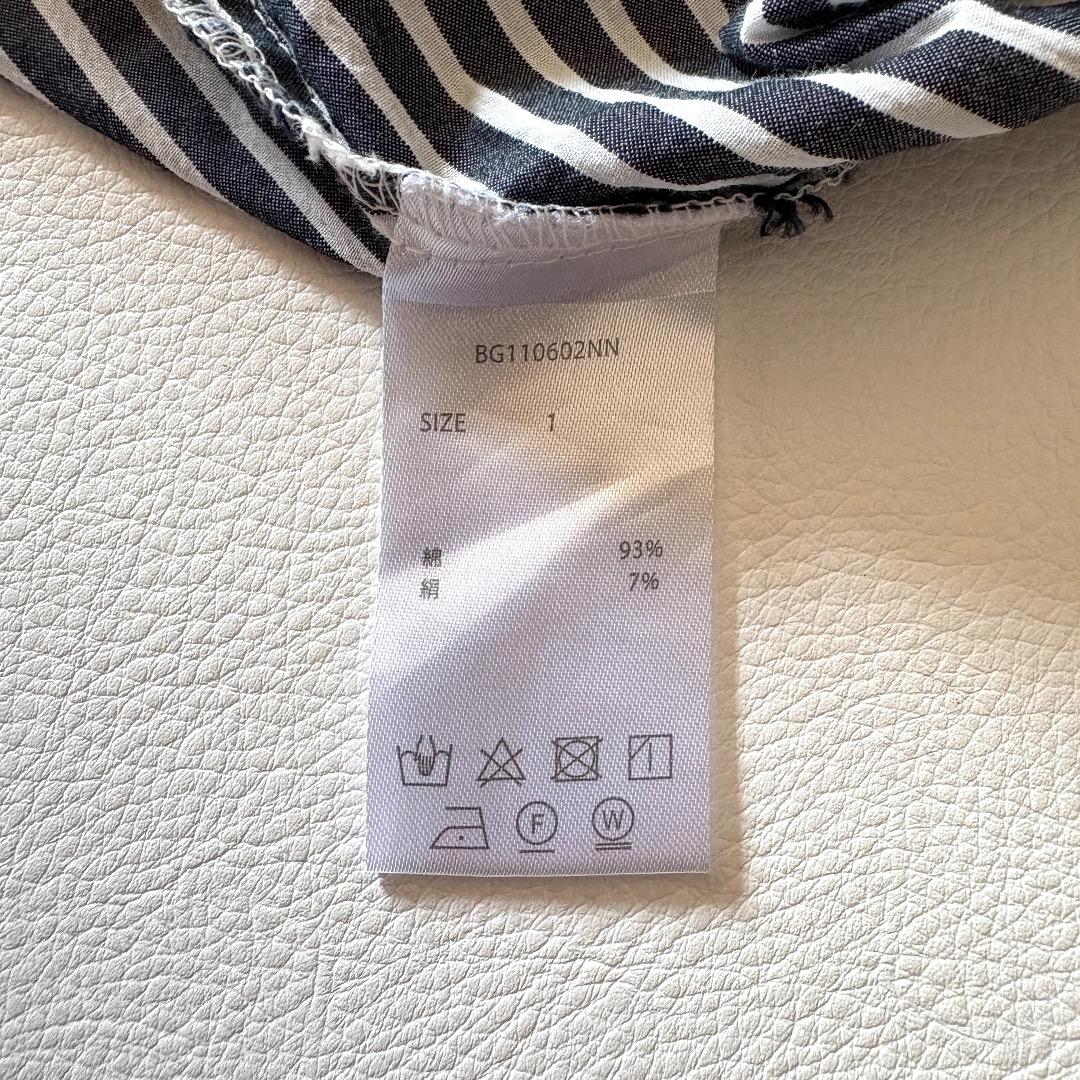 バンヤードストーム◆2way ストライプシャツ　ブラウス　コットンシルク