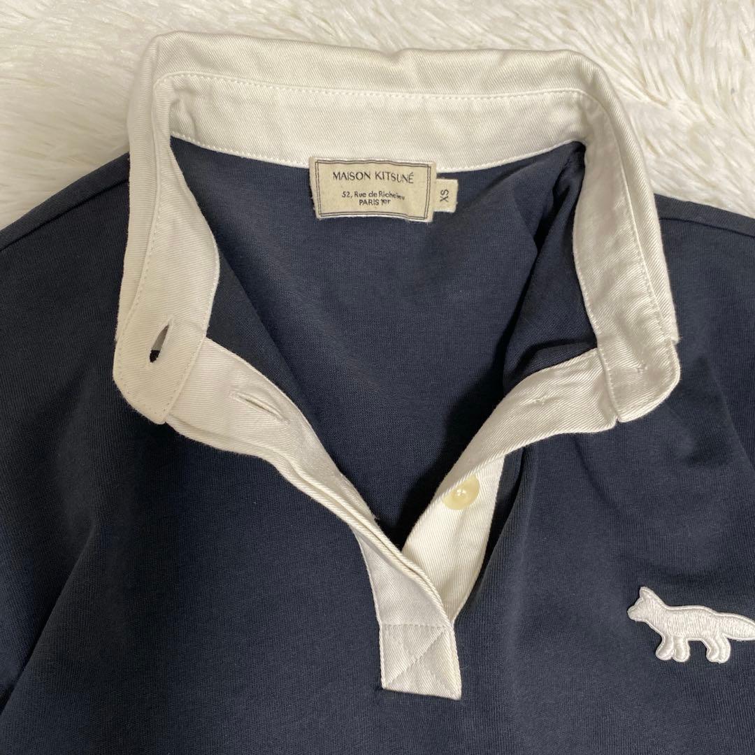 メゾンキツネ POLO DRESS ポロワンピース キツネワッペン刺繍 ネイビー