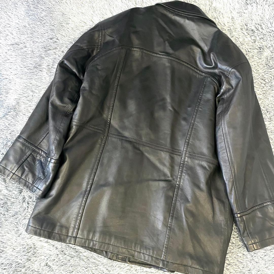 【美品】ピエールバルマン ラムレザー コート ジャケット 裏地キルティング 黒