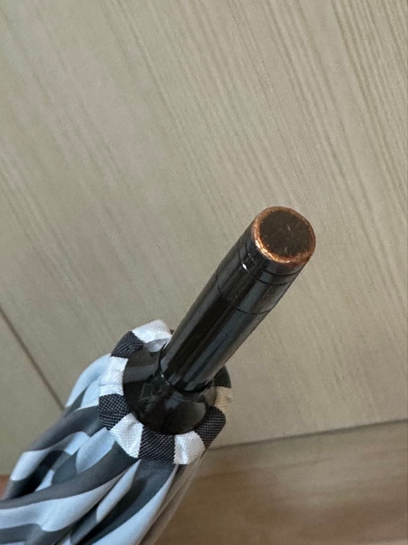 サンバリア　日傘　長傘　Mサイズ フリル 白黒ストライプ バンブー