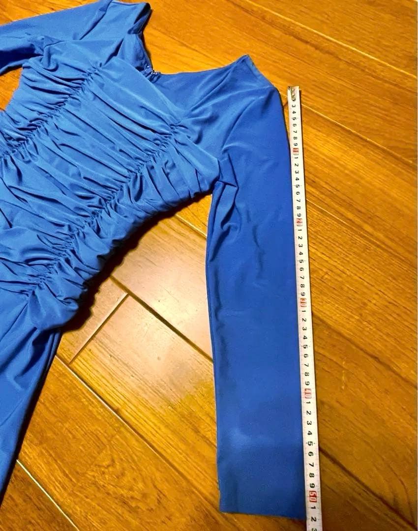 社交ダンス　ワンピース　ドレス　ロイヤル　ブルー　ストレッチ　パーティー　練習着