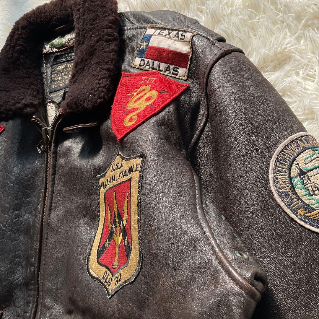 人気✨AVIREX G-1 トップガン　レザージャケット　地図　ワッペン　L 茶