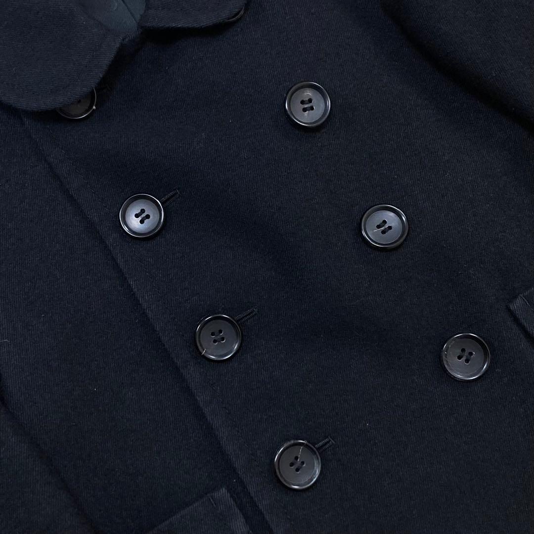 トリココムデギャルソン 16AW ウールコットン 丸襟 ダブルコート 黒Ｓ