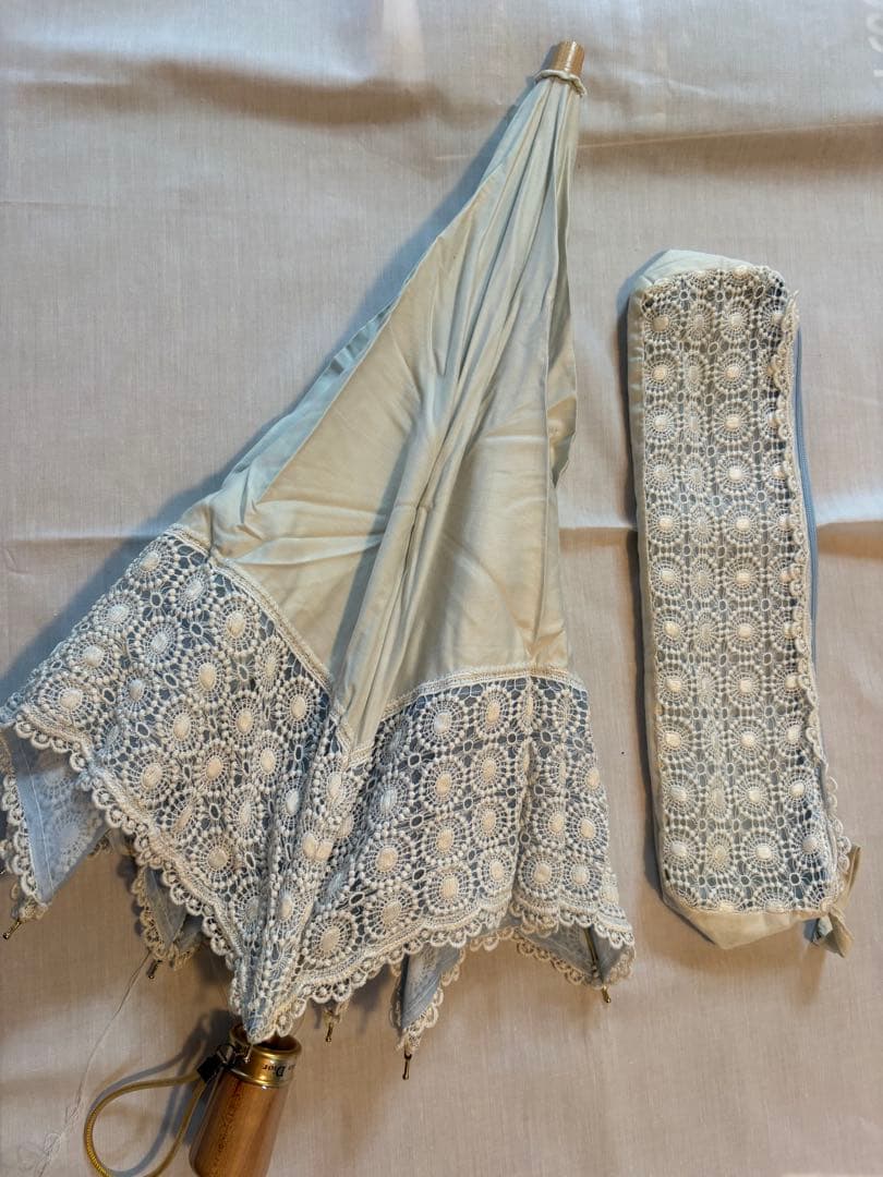 Christian Dior 水色 レース 折りたたみ傘