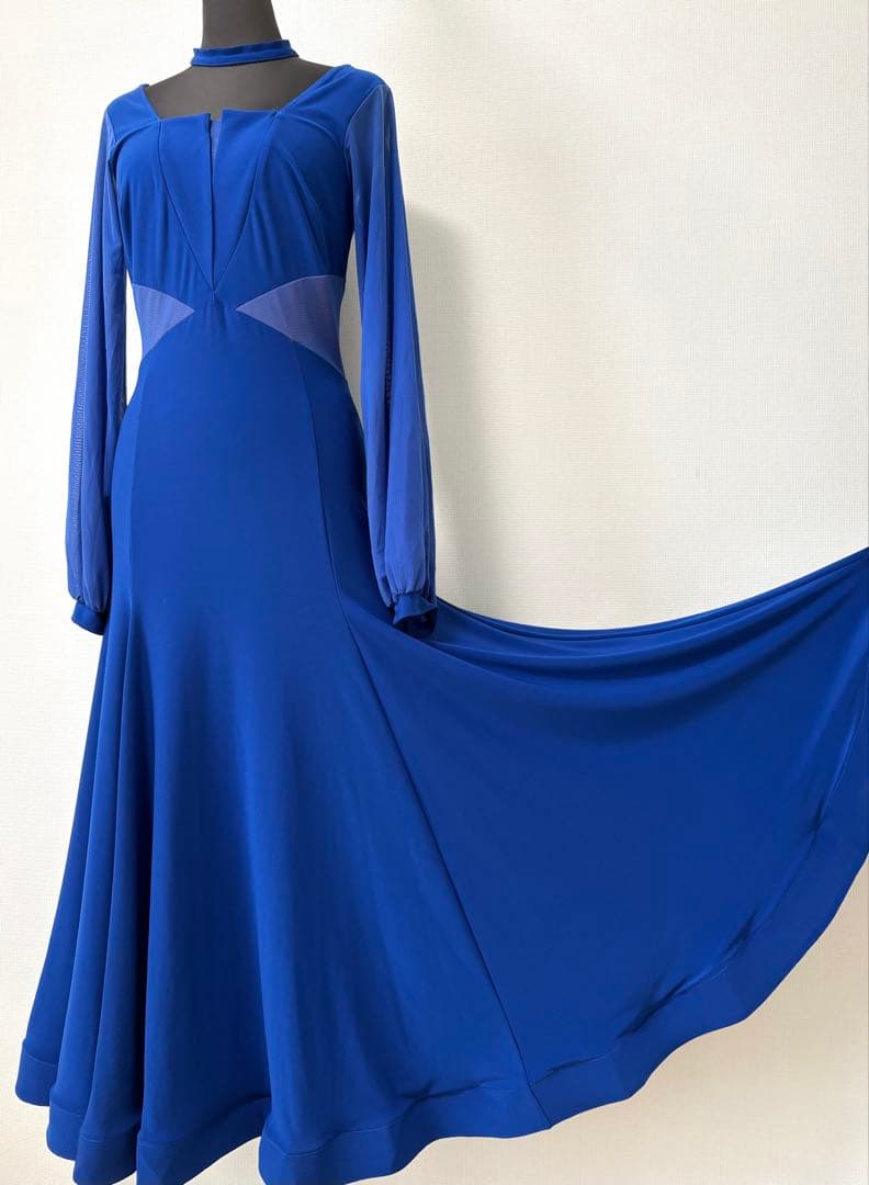 【特価品】社交ダンスワンピース　パーティワンピース　ロイヤルブルー