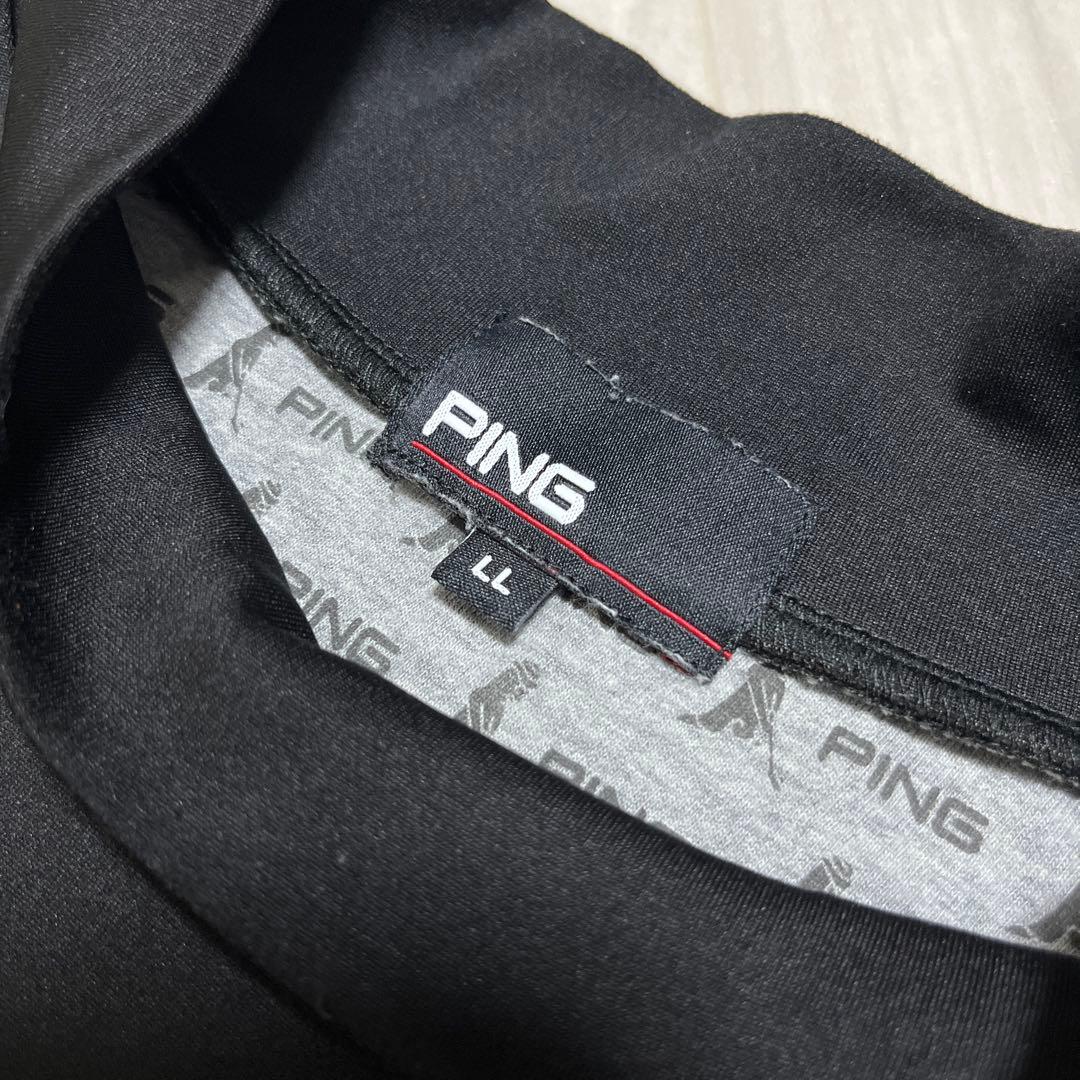 美品★PING★2023 長袖モックネックシャツ　メンズ　LL 黒