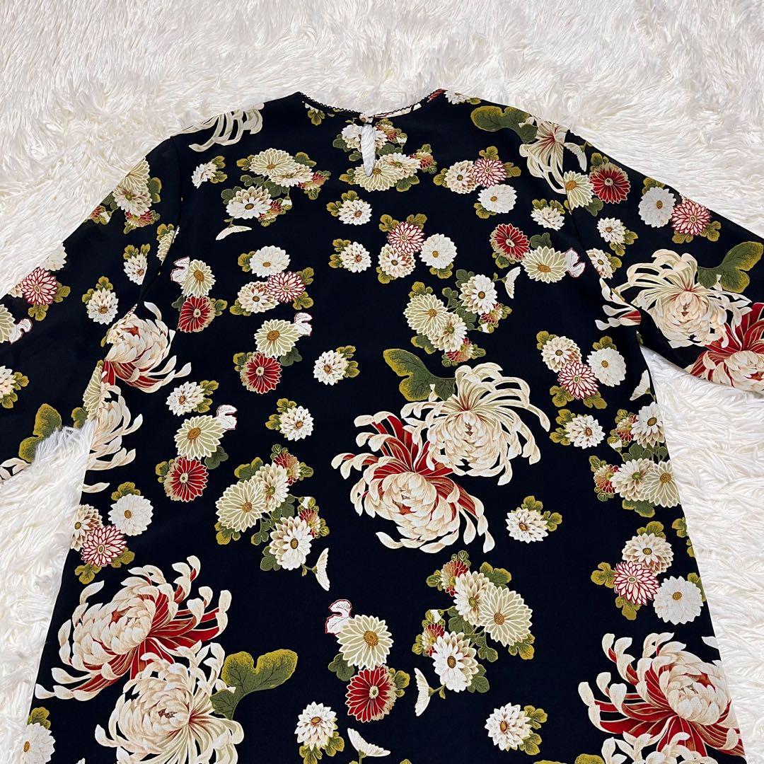 【美品】KANEKO ISAO 花柄 総柄 ワンピース ブラック