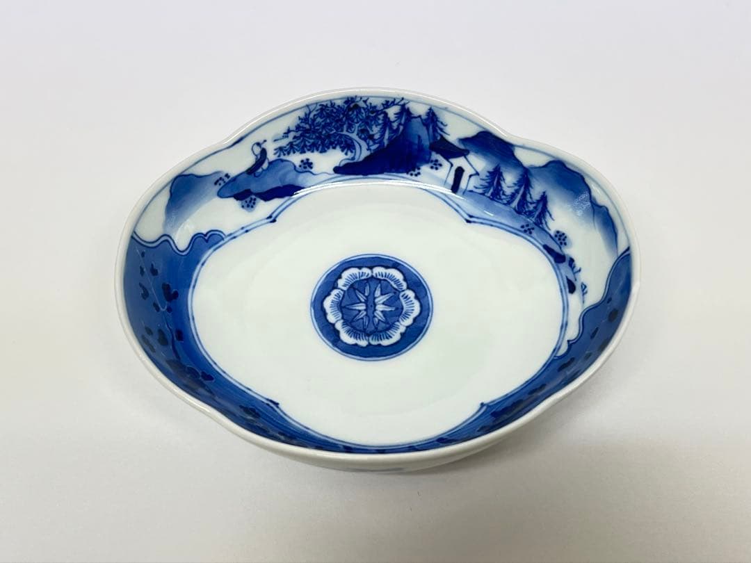 平戸焼　嘉祥堂特製 染付山水画　5枚組