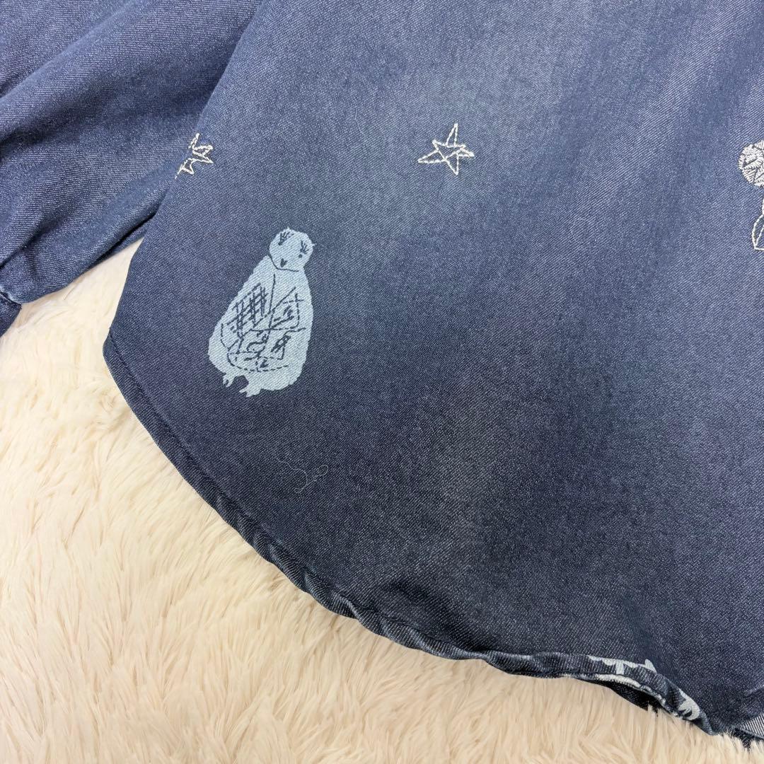 美品✨スーパーハッカ　えんどうゆりこ「星なる実り」刺しゅうデニムブラウス
