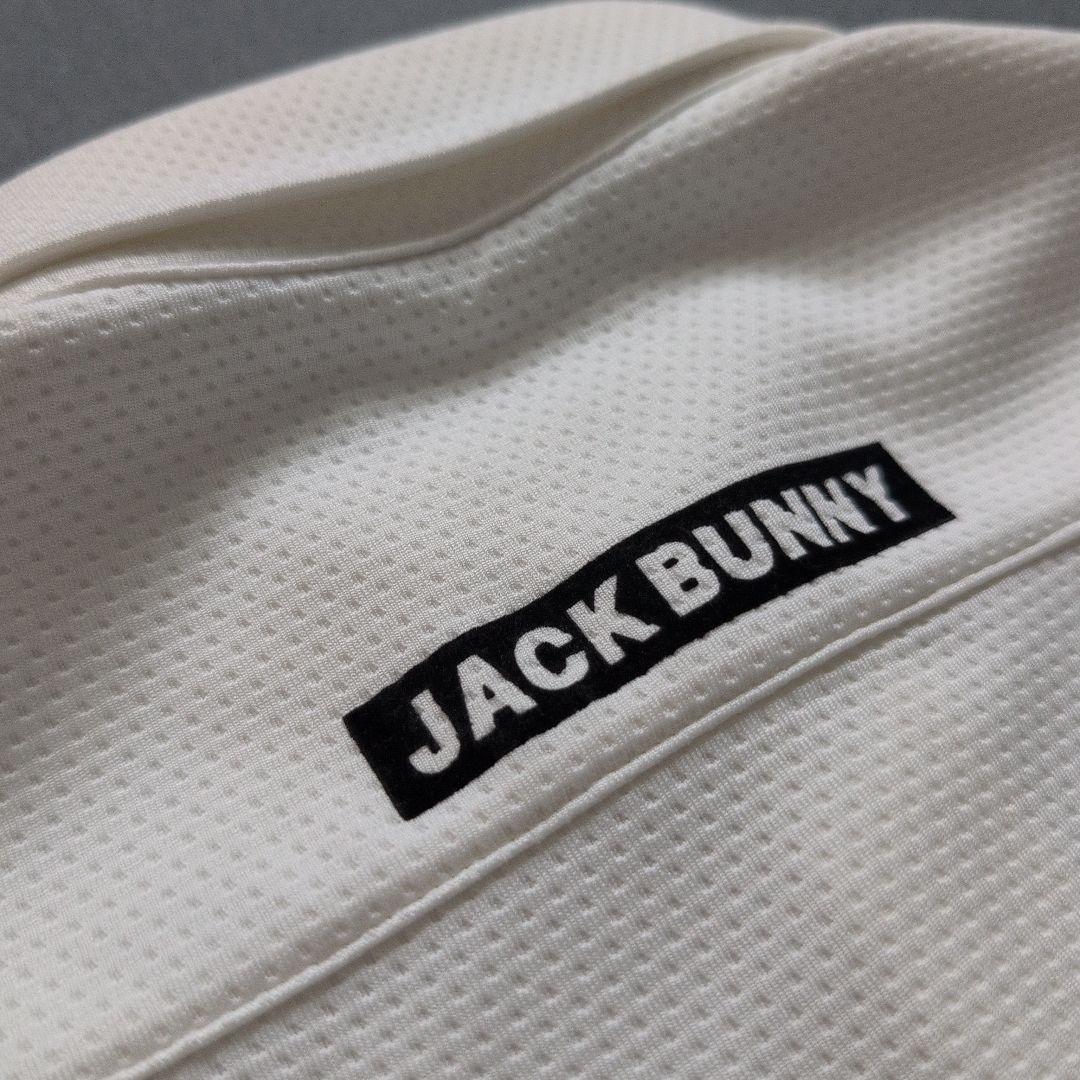 【極美品】ジャックバニーゴルフ　ボックスロゴ　メッシュポロシャツ長袖　白　M