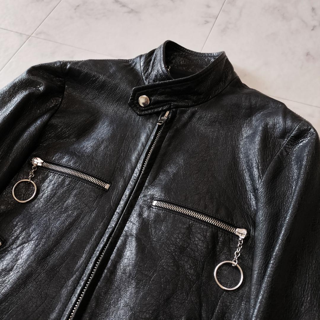 ア*ス バレンシアガ デムナ期 ブリスタードレザーモトジャケット 46