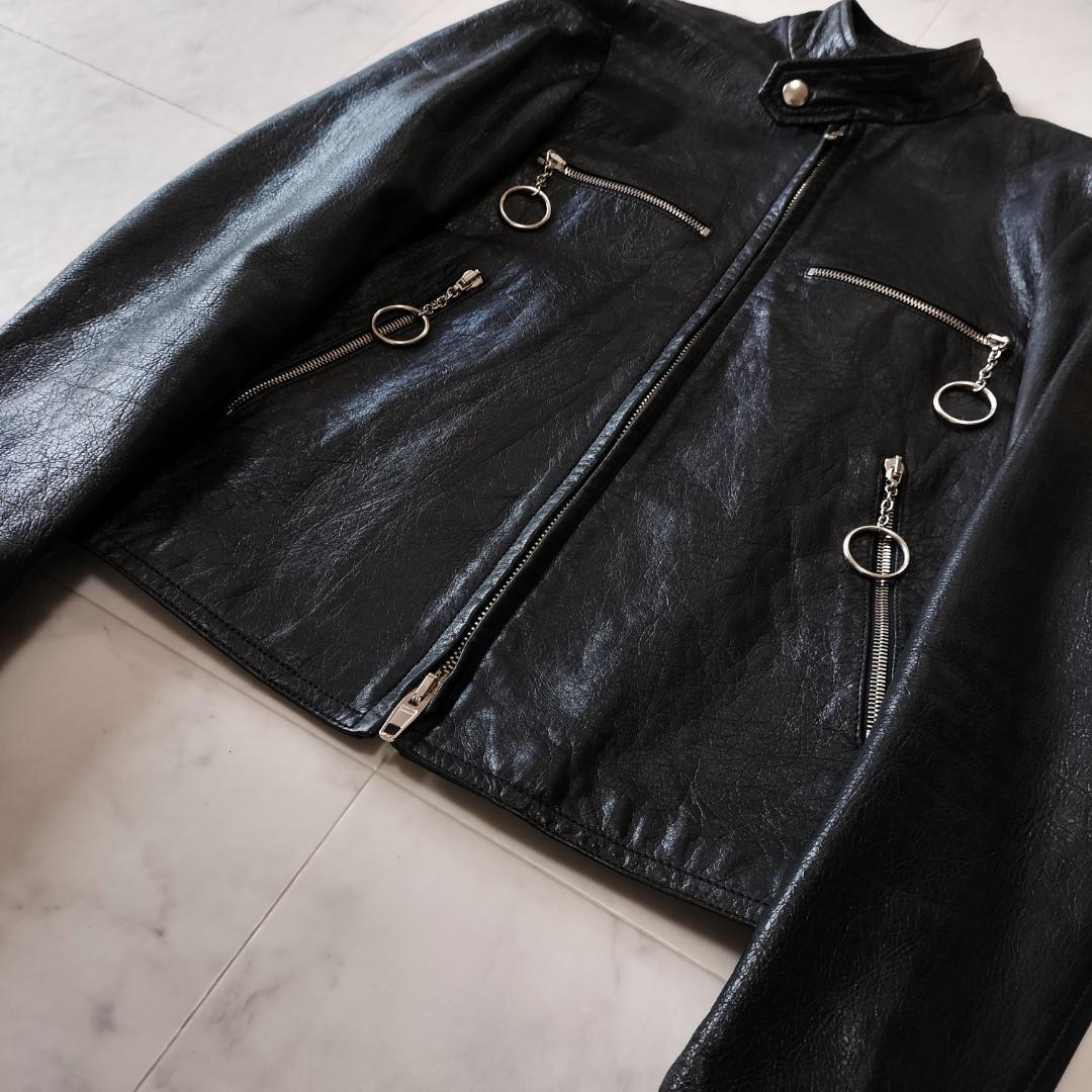 ア*ス バレンシアガ デムナ期 ブリスタードレザーモトジャケット 46