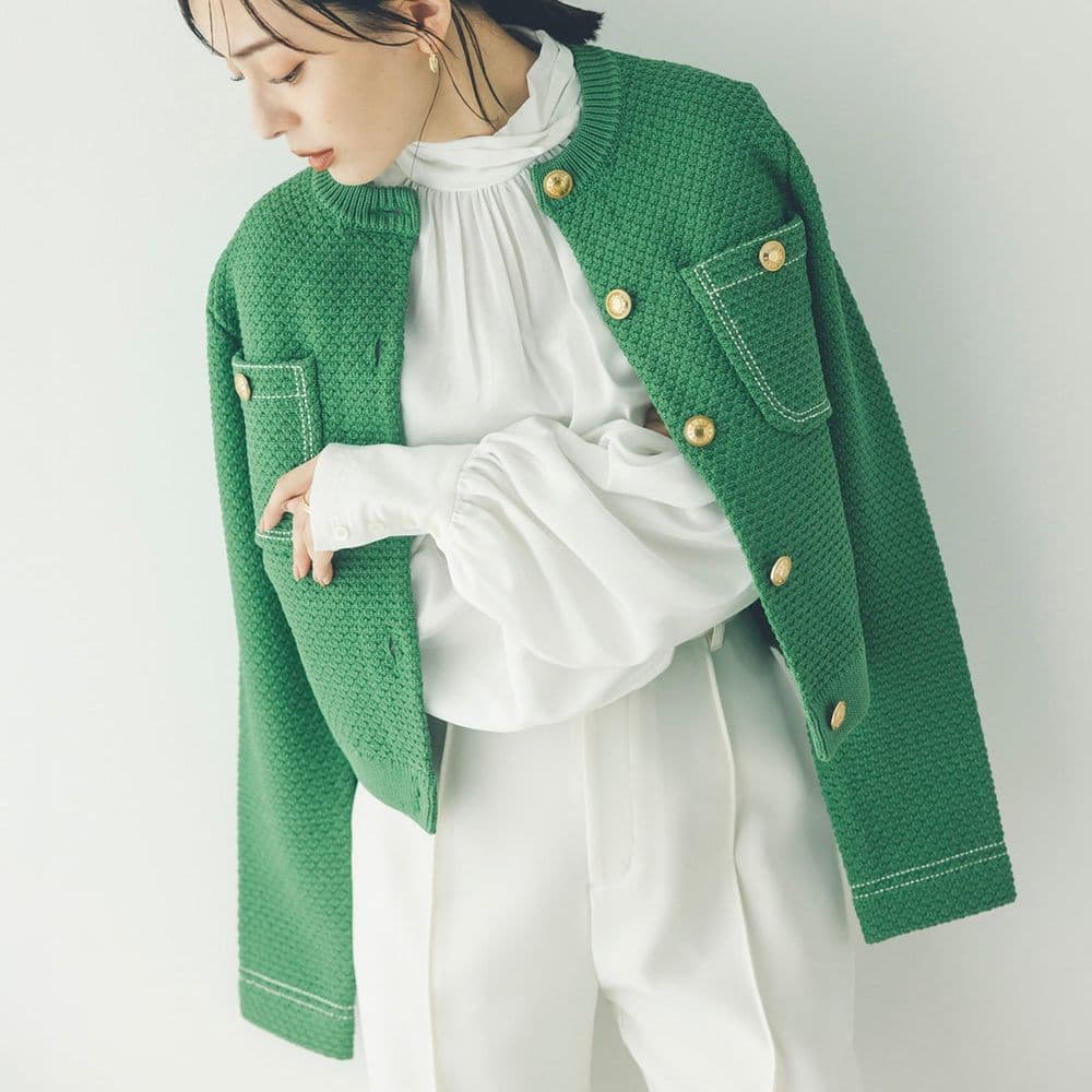 【新品】クロスネックボリュームブラウス ホワイト