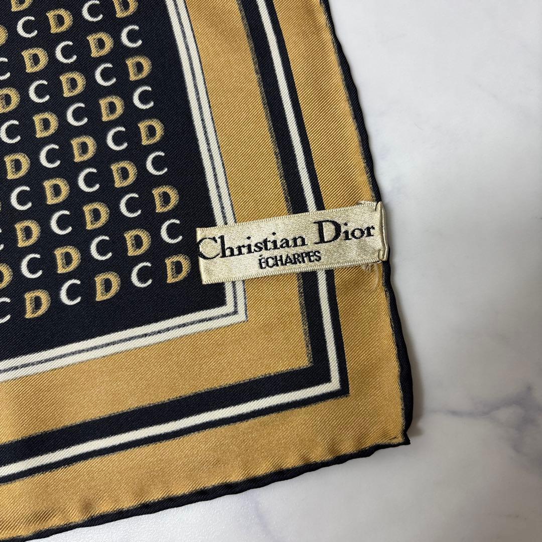 ピ*ん様 260120 クリスチャンディオール　スカーフ　ブラック　ゴールド　※
