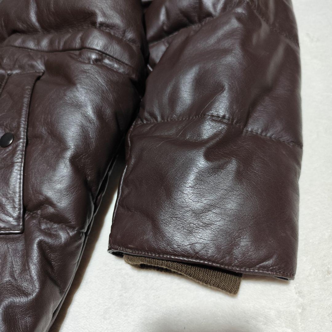 美品【 B•P 】✦ 本革 牛革 レザー ダウン コート ジャケット 濃 茶色