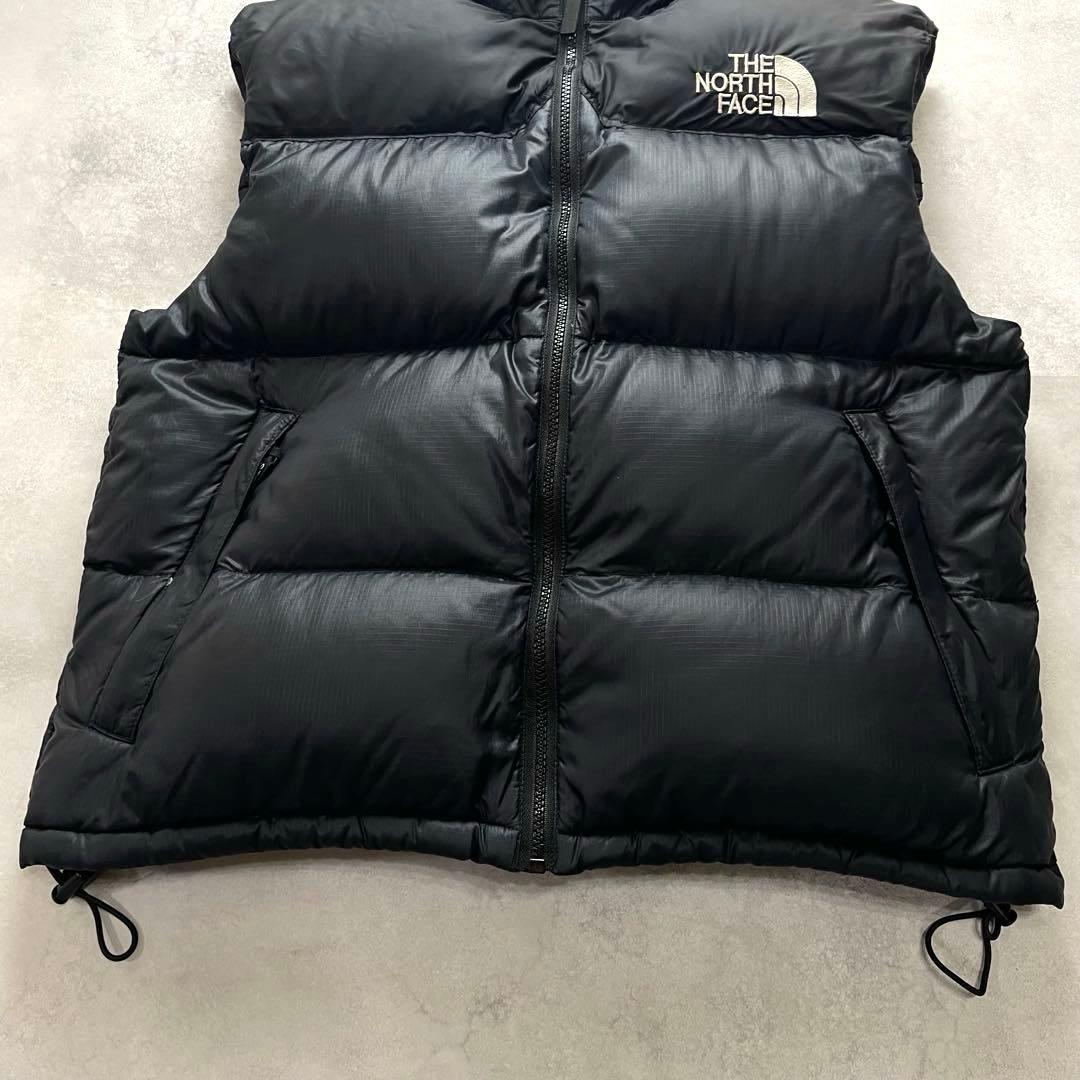 定番人気 ノースフェイス ヌプシダウンベスト ブラック 刺繍ロゴ 黒 L相当