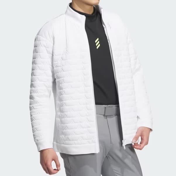 【XL】秋冬 アディダス ゴルフ コードカオス 保温 中綿 キルトジャケット 白