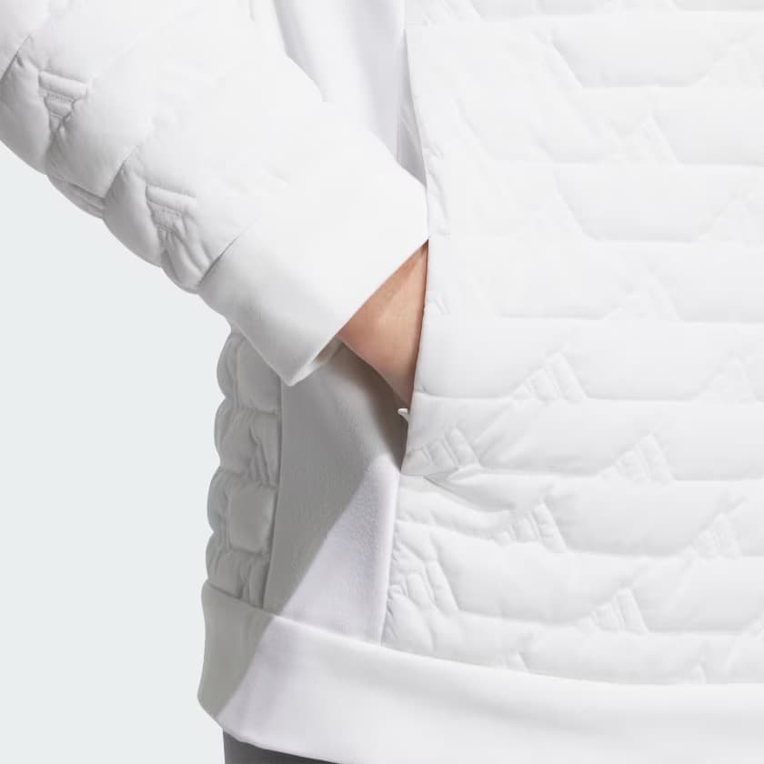 【XL】秋冬 アディダス ゴルフ コードカオス 保温 中綿 キルトジャケット 白