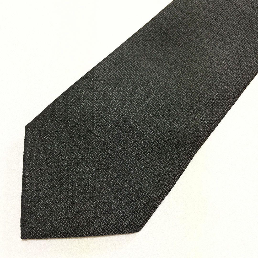 未使用級 エルメス HERMES ネクタイ シルク ブラック 総柄 H柄