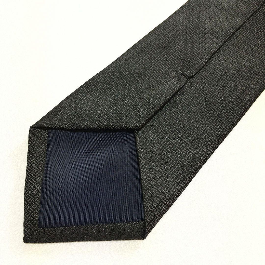 未使用級 エルメス HERMES ネクタイ シルク ブラック 総柄 H柄