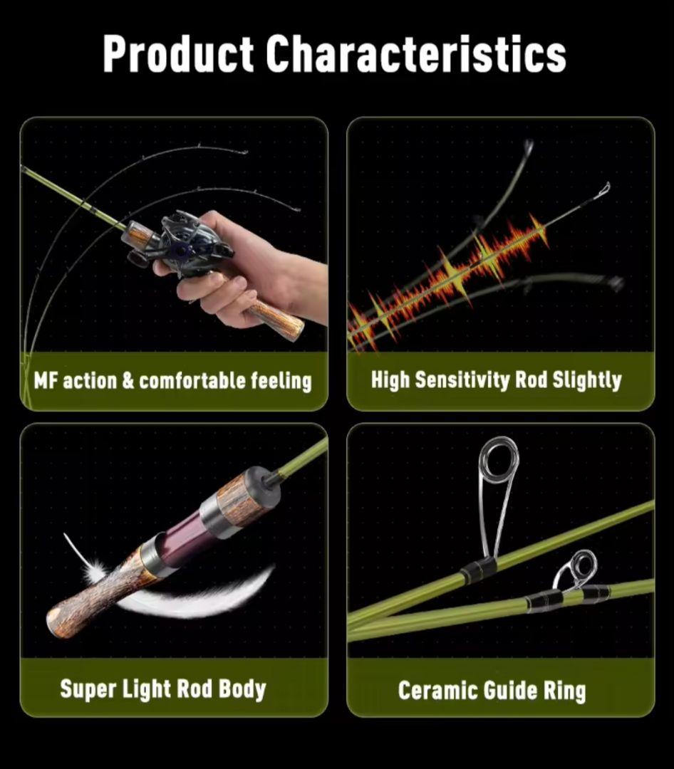 ウッドグリップ 3ピースロッド 1.53m 5ft ベイト トラウトロッド