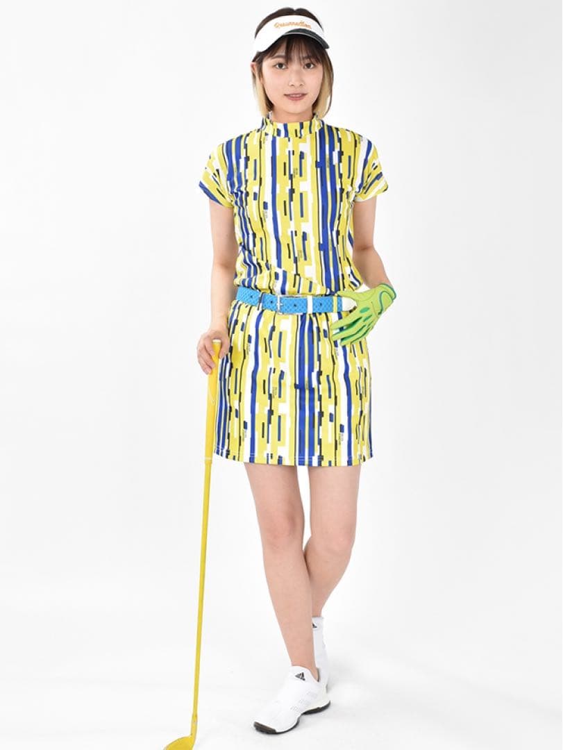 DELSOL GOLF セットアップ　スカート モックネック　上下セット　総柄