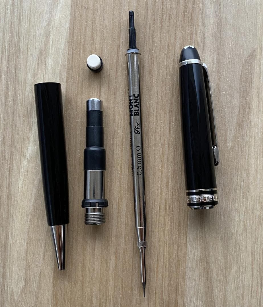 現行品 未使用に近い モンブラン P165 プラチナ シャーペン 替芯10本付き