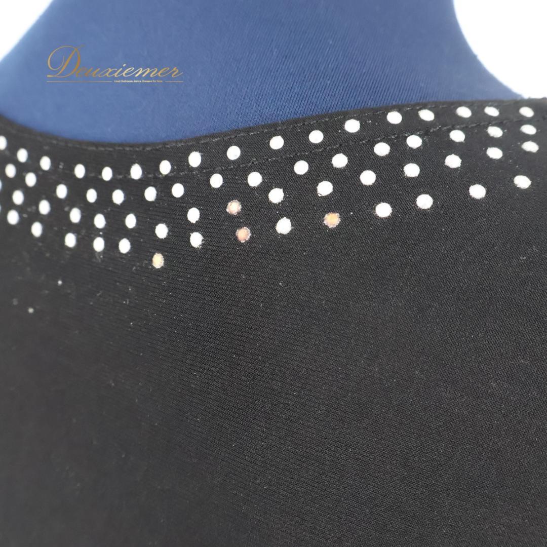 【社交ダンス衣装】ブラック トップス スカート 上下セット ラインストーン