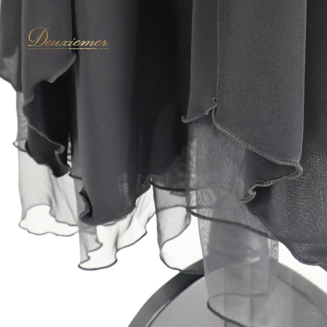 【社交ダンス衣装】ブラック トップス スカート 上下セット ラインストーン