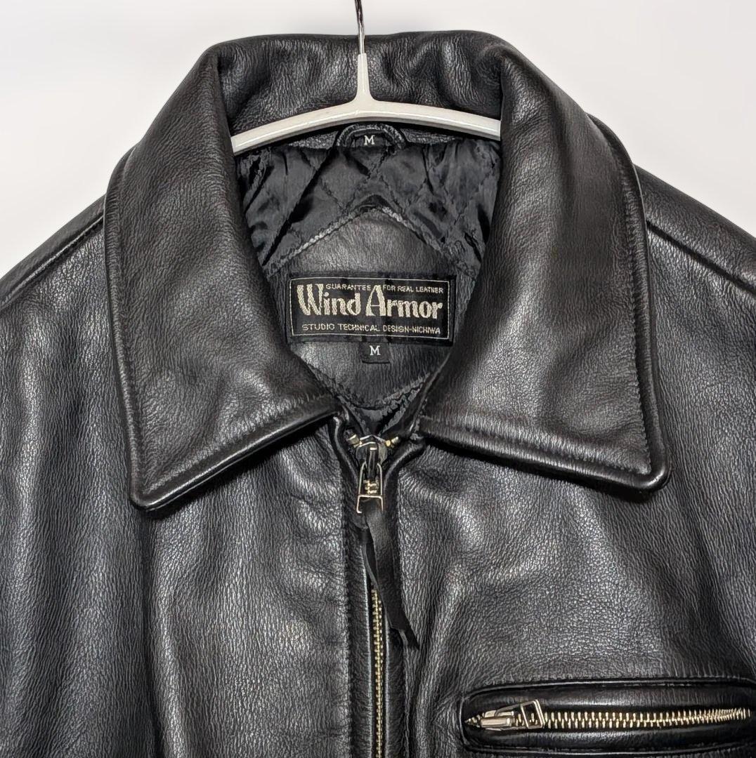 美品　WIND ARMOR　レザーライダースジャケット　ブラック　M