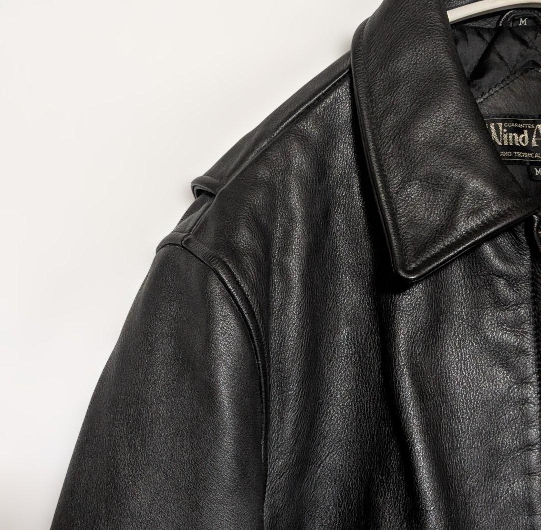 美品　WIND ARMOR　レザーライダースジャケット　ブラック　M