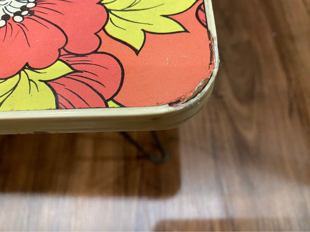 レトロポップ 花柄 折りたたみテーブル 座卓 昭和レトロ 当時物 あインテリア