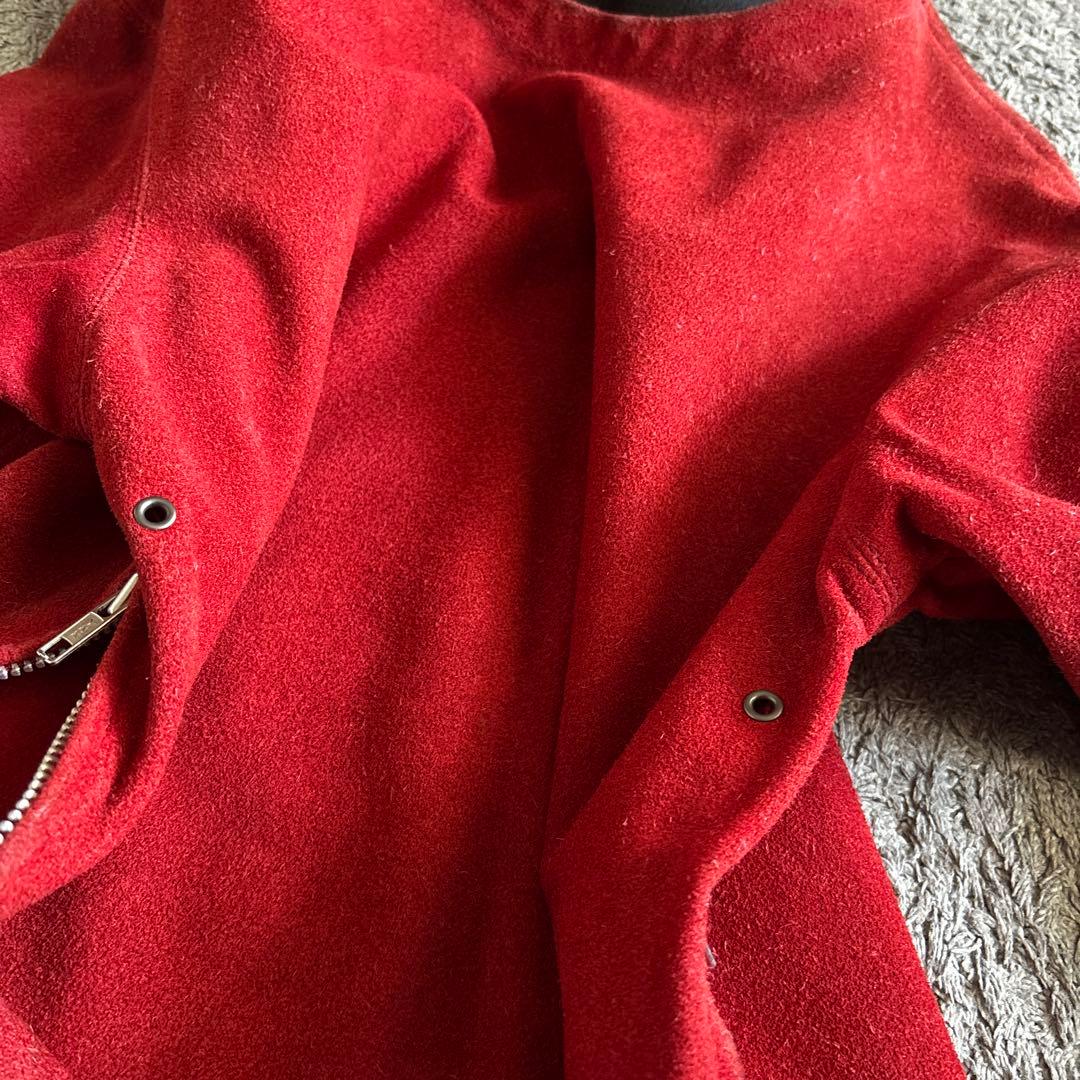 90s スエード レザートップ ボルドー　牛革　脇ジップ 国産　ヴィンテージ