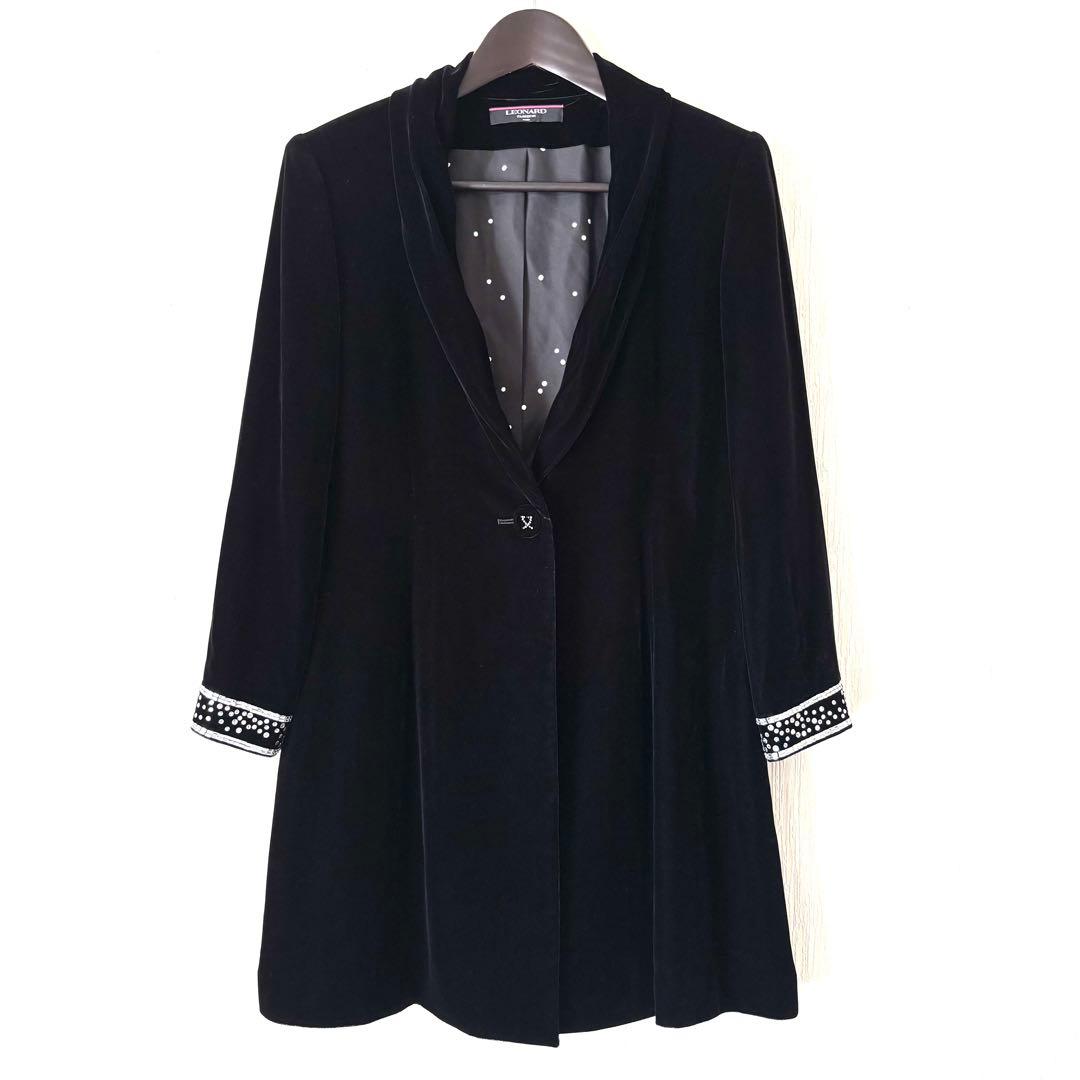 LEONARD ジャケット ロング丈 ビジュー ベルベット レトロ 舞台 衣装