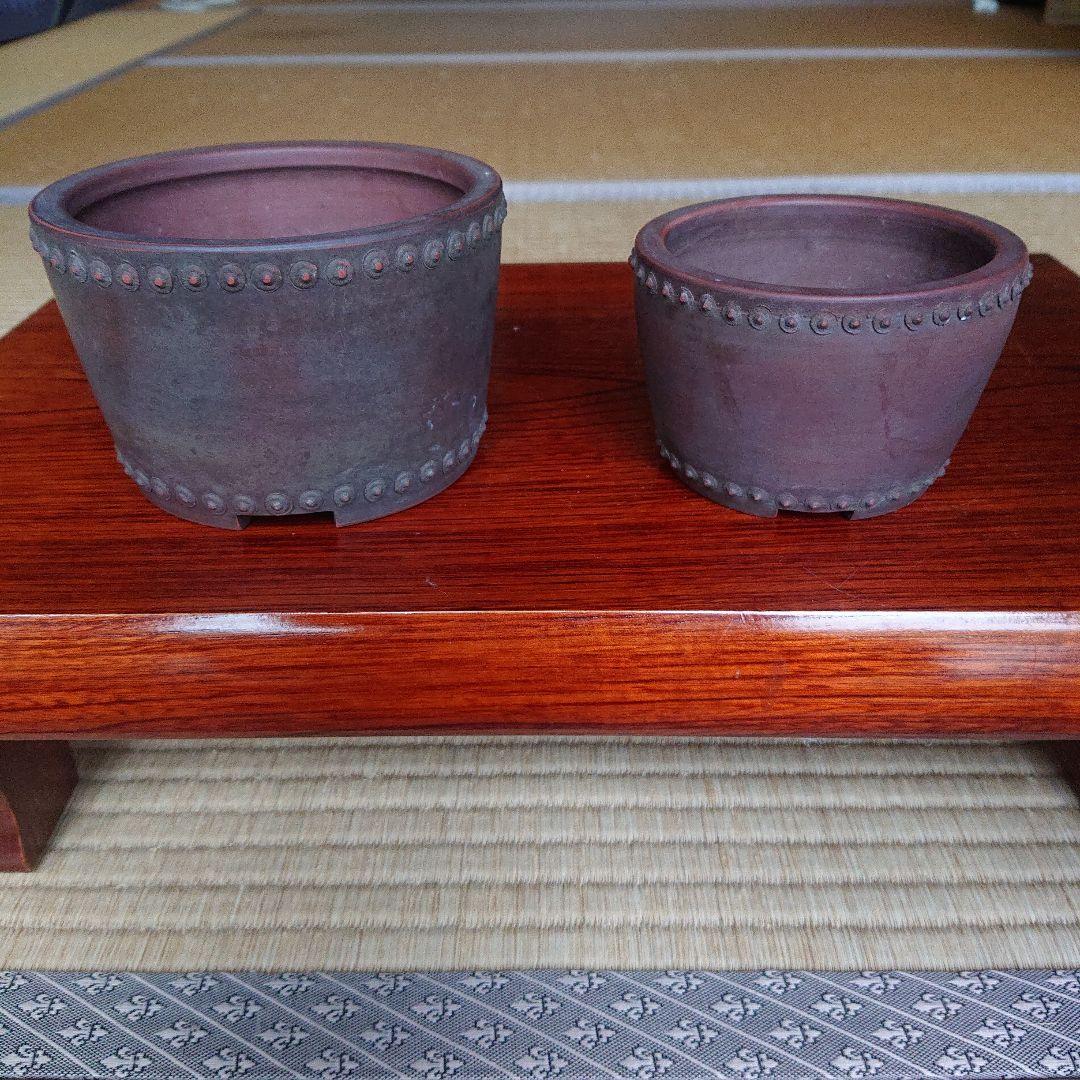 な*ン様 鋲打ち盆栽鉢 2個セット