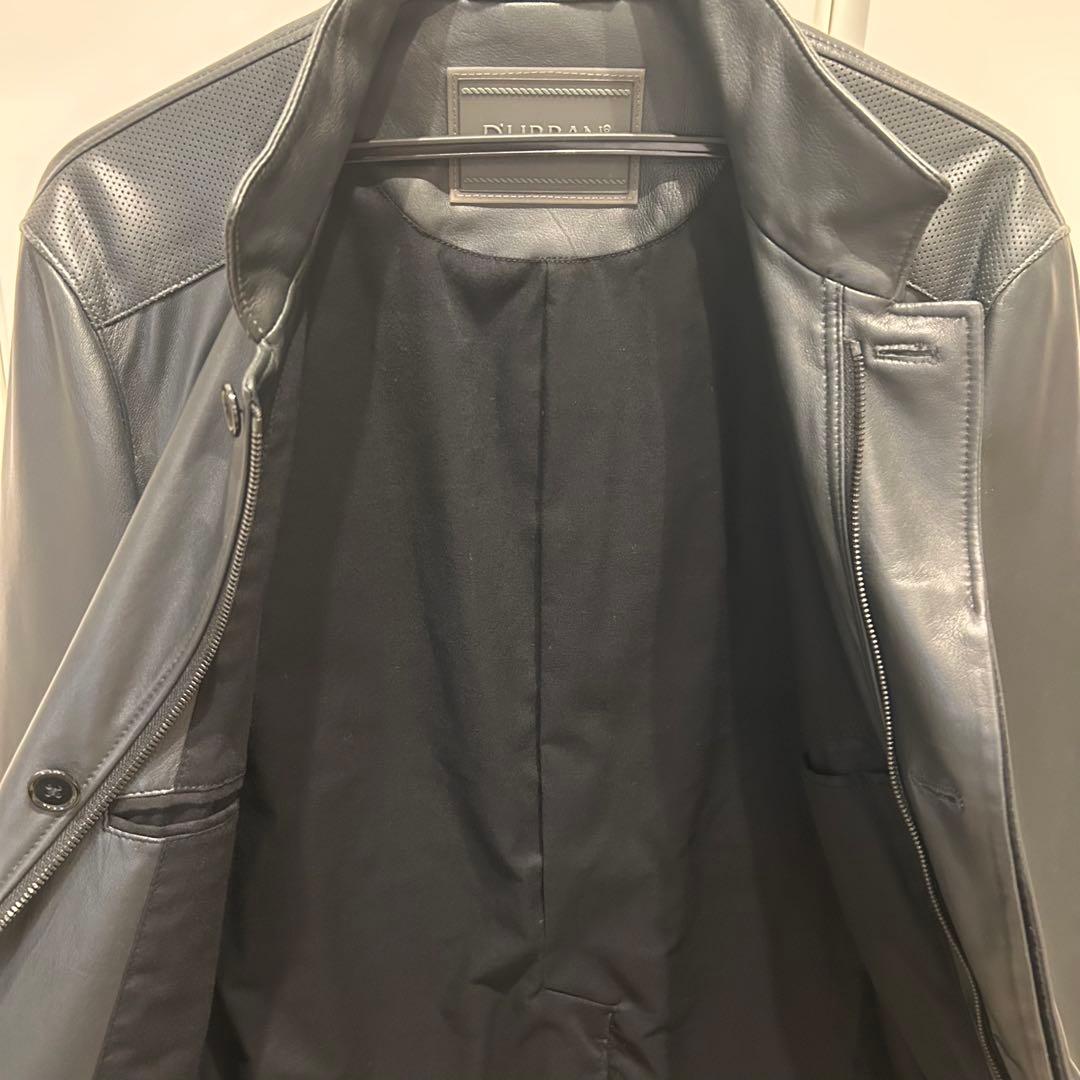 【美品】DURBAN 本革 レザー ロングコート 黒 メンズ 裏地付き ダーバン