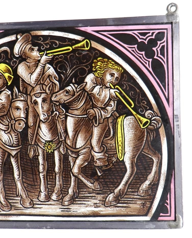 馬に乗った楽器隊 ヴィンテージ ステンドグラス メトロポリタン美術館