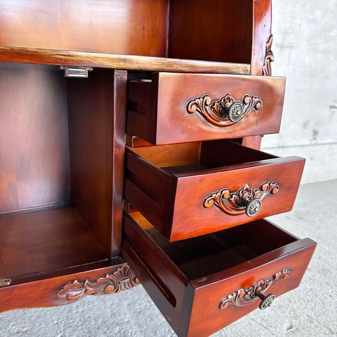 ★ロココ調★ KUROSIO コモ 電話台/FAX台 彫刻 猫脚 引出し扉収納