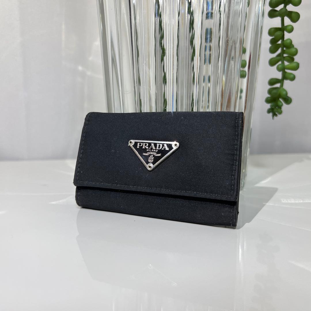 プラダ★PRADA★ブラック キーケース 三角ロゴ ナイロン サフィアーノ ６連