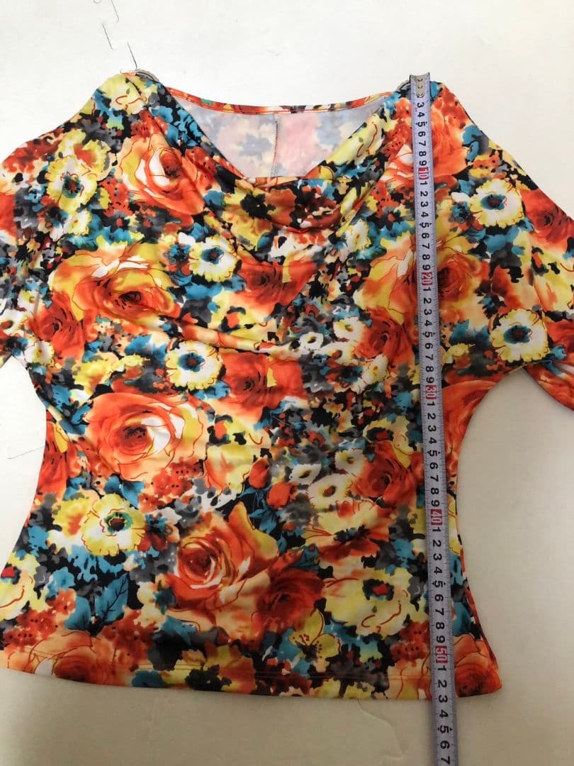 社交ダンス練習着レッスン着パーティ。レイリーナ花柄上下ラテンセットアップドレス