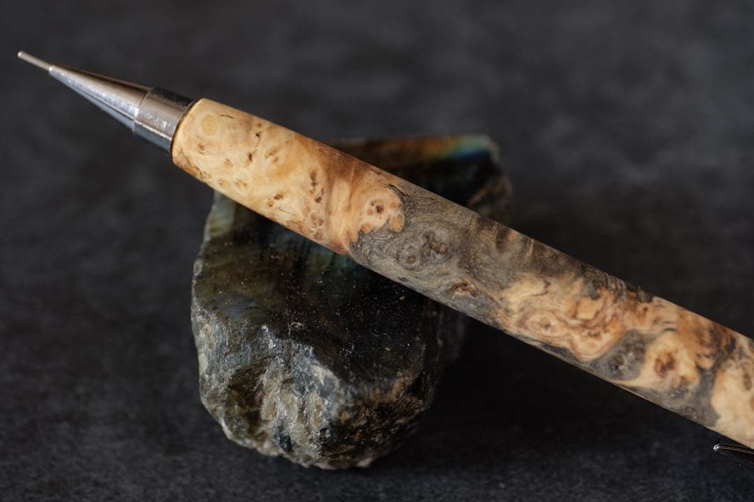 PG5木軸カスタム0231　高村杢工房 製図用シャープペンシル　花梨瘤青白