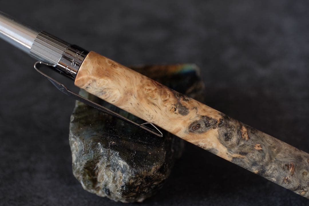 PG5木軸カスタム0231　高村杢工房 製図用シャープペンシル　花梨瘤青白