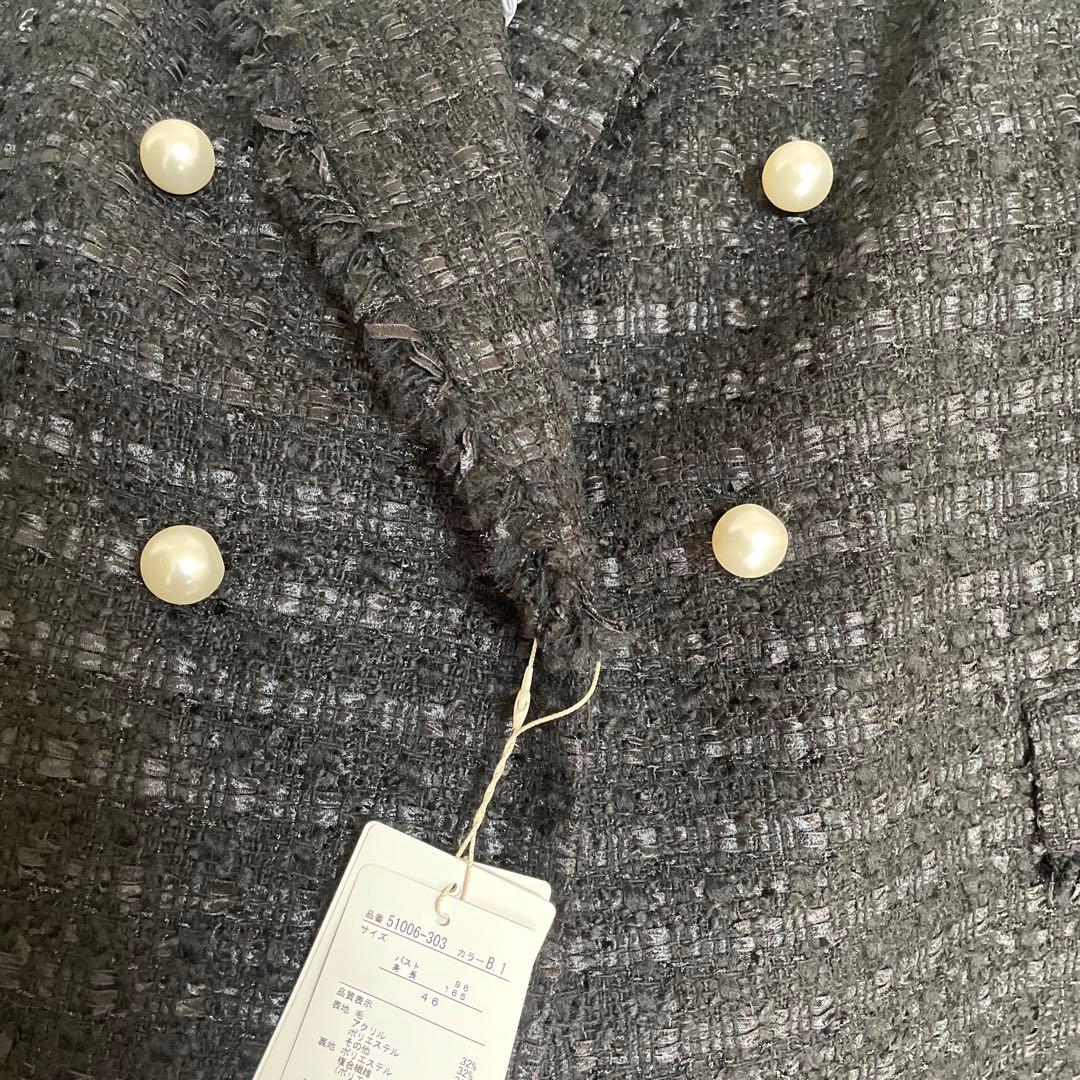新品　タグつき　大きいサイズ　バンビーナツイードジレ　パール 46