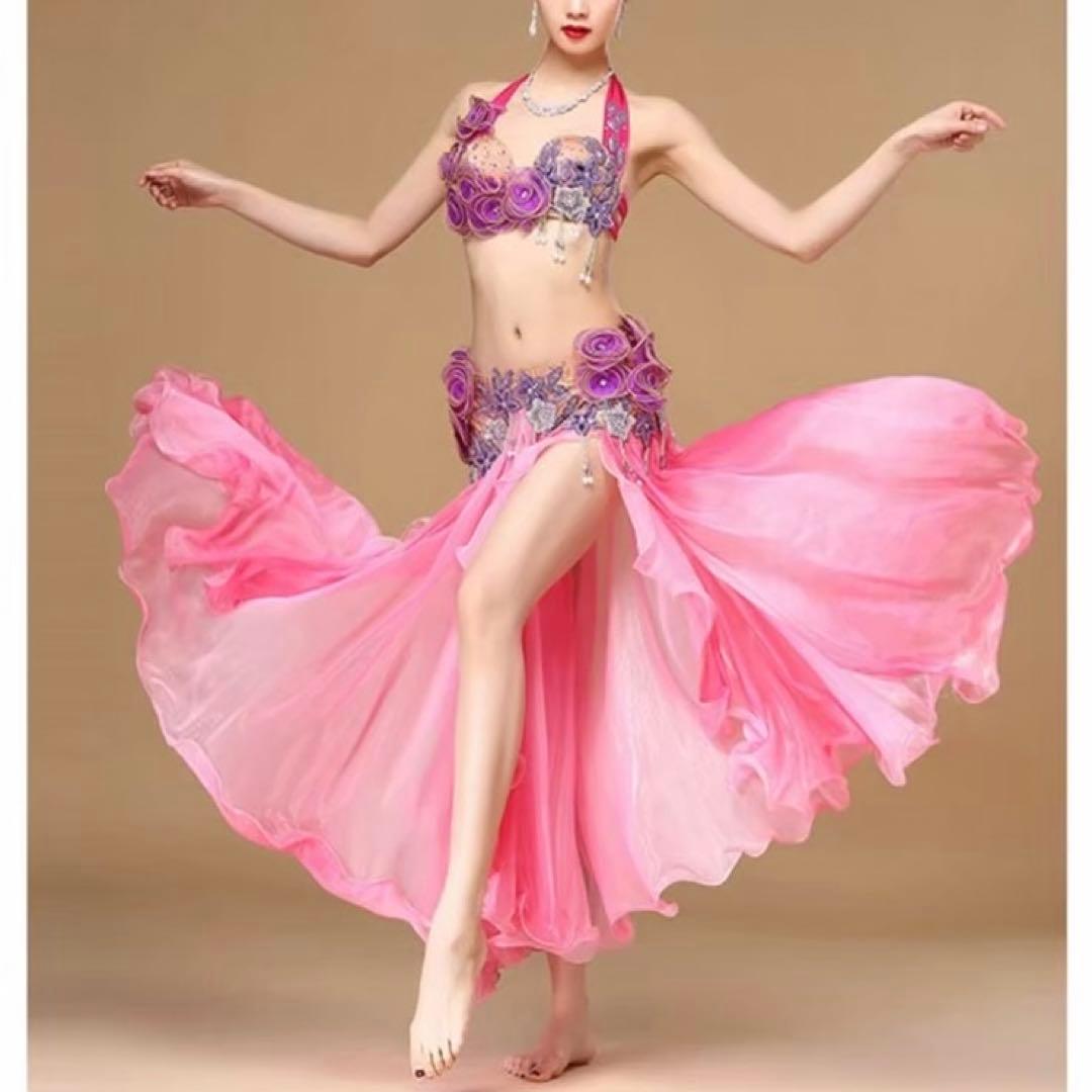 最大値引き！　ベリーダンス衣装　ピンク　パープル